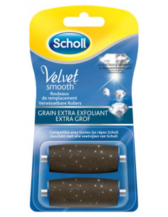 Scholl Velvet Smooth Express Pedi Cristaux de Diamants Grain Extra Exfoliant - 2 Rouleaux de Remplacement