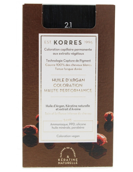 Korres Coloration Permanente Huile d'Argan - Coloration : 2.1 Noir Bleuté