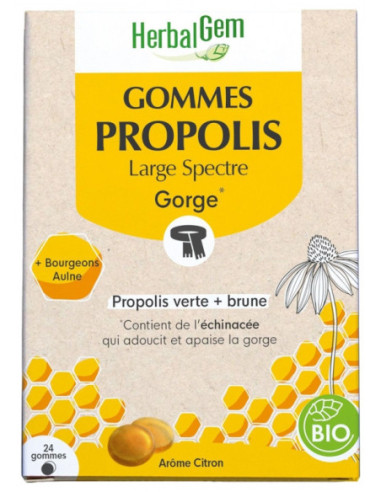 HerbalGem Gommes Propolis Large Spectre Bio - 24 Gommes