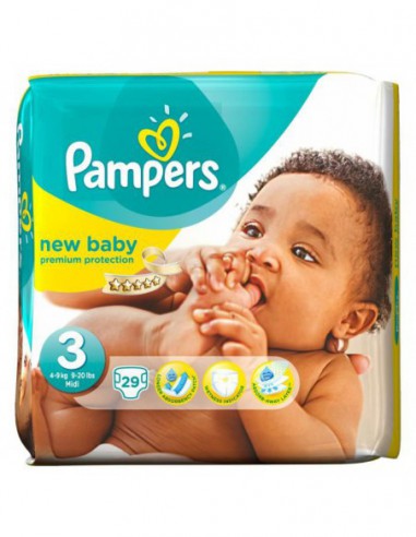 Pampers Couches Premium Protection Taille 3 (6-10kg) - 29 Couches