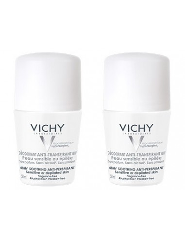 Déodorant Roll-On Anti-Transpirant Peau Sensible ou Épilée - 2x50ml