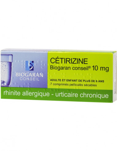 CETIRIZINE BIOGARAN CONSEIL  10 mg, comprimé pelliculé sécable - 7 comprimés