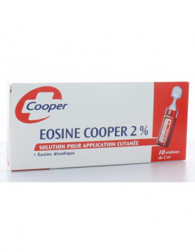 EOSINE COOPER 2 POUR CENT, solution pour application cutanée en récipient unidose - 10 récipents unidoses de 2 ml