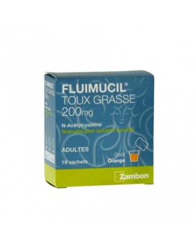FLUIMUCIL EXPECTORANT ACETYLCYSTEINE 200 mg ADULTES, granulés pour solution buvable en sachet - 18 sachets