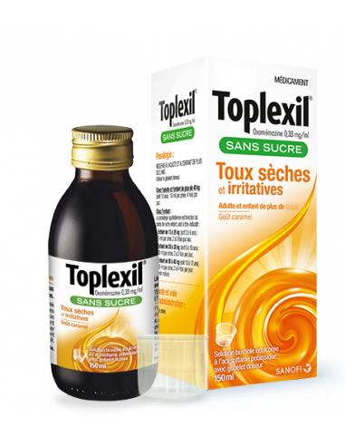 TOPLEXIL 0,33 mg/ml, SANS SUCRE, solution buvable édulcorée à l’acésulfame potassique - 150ml