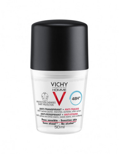 Vichy Homme Déodorant Anti-Transpirant 48H Anti-Traces - 50 ml