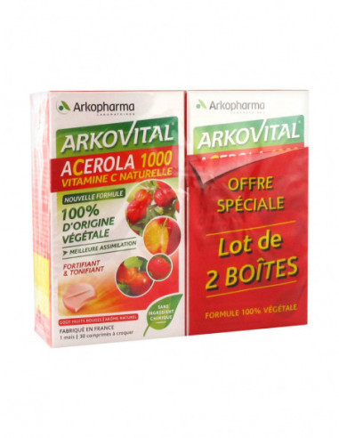 Arkopharma Arkovital Acerola 1000 - Lot de 2 x 30 Comprimés