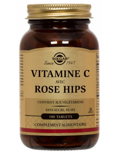 Solgar Vitamine C 500 avec Rose Hips - 100 Comprimés