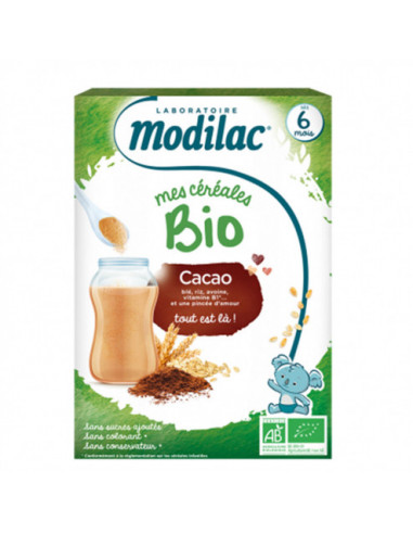 Modilac Céréales Bio Cacao dés 6 mois - 250g