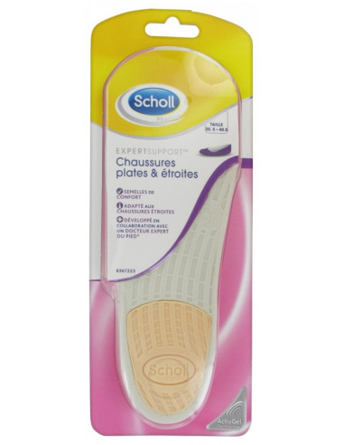 Scholl Expert Semelles Chaussures Plates et Etroites - 1 paire