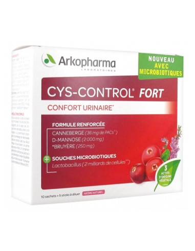 Arkopharma Cys-Control Fort - 10 Sachets + 5 Sticks à Diluer