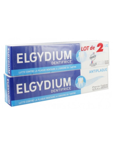 Elgydium Dentifrice Anti Plaque - Lot de 2 x 75 ml