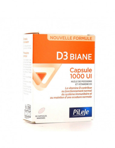 Pileje D3 Biane 1000UI - 30 Capsules...