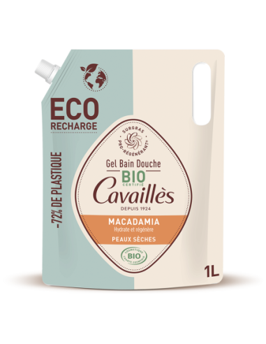 ROGE CAVAILLES Eco-Recharge Gel Bain Douche Certifié Bio Huile de Macadamia - 1L
