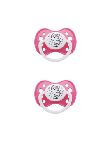 Dodie Sucette Anatomique Silicone Avec Anneau Collection Girly 6 Mois Et Plus - lot de 2