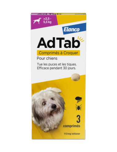 Elanco AdTab 112mg Chien 2,5–5,5 kg -...