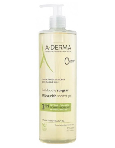 A-DERMA Gel Douche Surgras 3en1 - 750 ml
