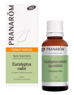 Pranarôm Huile Essentielle Eucalyptus Radié (Eucalyptus radiata ssp radiata) Bio -30 ml