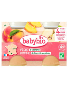 Petit Pot Fruits - Pêche & Pomme d'Aquitaine, 2x130g