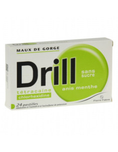 DRILL SANS SUCRE ANIS MENTHE, pastille édulcorée à l'isomalt et à l'acésulfame potassique - 24 pastilles