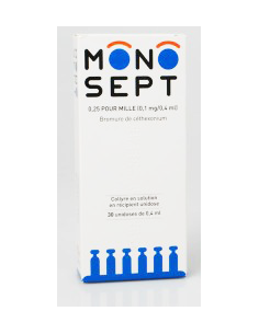 MONOSEPT 0,25 POUR MILLE (0,1 mg/0,4 ml), collyre en solution en récipient unidose - 30 unidoses