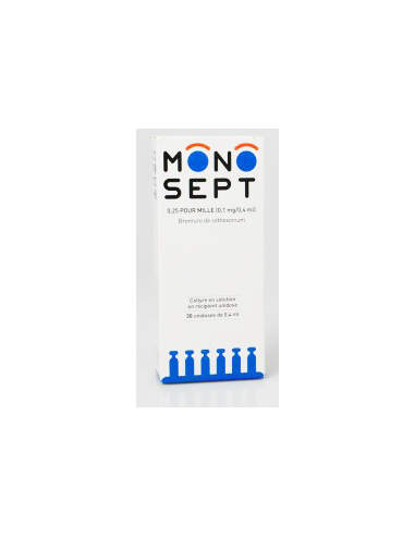 MONOSEPT 0,25 POUR MILLE (0,1 mg/0,4 ml), collyre en solution en récipient unidose - 30 unidoses