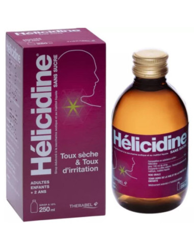 HELICIDINE 10 POUR CENT SANS SUCRE, sirop édulcoré à la saccharine sodique et au maltitol liquide flacon polyéthylène - 250ml