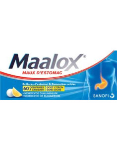 MAALOX MAUX D'ESTOMAC SANS SUCRE, comprimé à croquer édulcoré à la saccharine sodique, au sorbitol et au maltitol - 40 comprimés 2