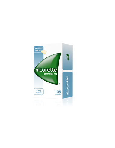 NICORETTE 2 mg SANS SUCRE, gomme à mâcher médicamenteuse édulcorée au sorbitol- 105 gommes