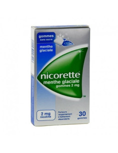 NICORETTE MENTHE GLACIALE 2mg SANS SUCRE, gomme à mâcher médicamenteuse édulcorée au xylitol et à l'acésulfame potassique - 105 2