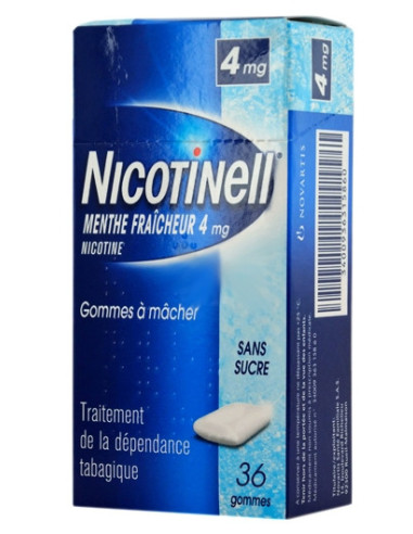 NICOTINELL MENTHE FRAICHEUR 4 mg SANS SUCRE, gomme à mâcher médicamenteuse- 96 gommes