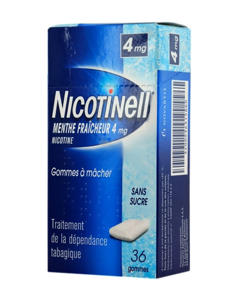 NICOTINELL MENTHE FRAICHEUR 4 mg SANS SUCRE, gomme à mâcher médicamenteuse- 96 gommes
