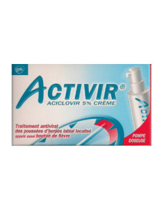 ACTIVIR 5 POUR CENT, crème, pompe doseuse - 2g