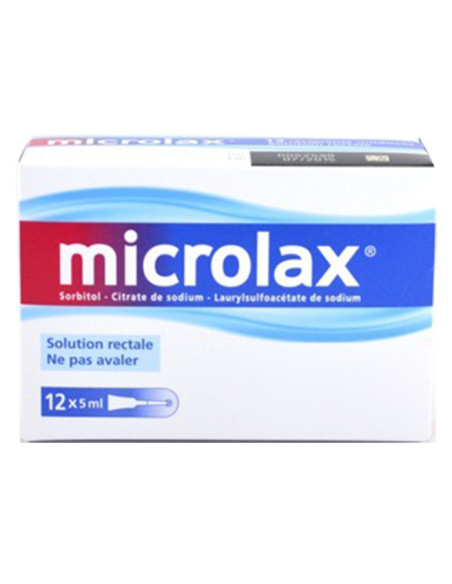 MICROLAX SORBITOL CITRATE ET LAURILSULFOACETATE DE SODIUM, solution rectale en récipient unidose - 12x5ml