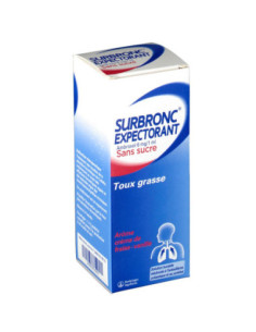 SURBRONC EXPECTORANT AMBROXOL SANS SUCRE, solution buvable édulcorée à l’acésulfame potassique et au sorbitol - 100ml