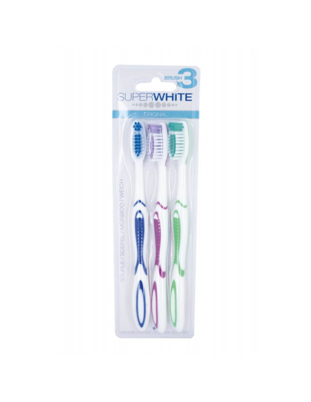 Brosses à dents SUPERWHITE BRUSH 3 souple - 3 unités