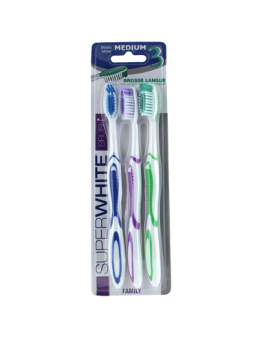 Brosse à dents SUPERWHITE BRUSH 3 medium - 3 unités