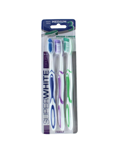Brosse à dents SUPERWHITE BRUSH 3 medium - 3 unités
