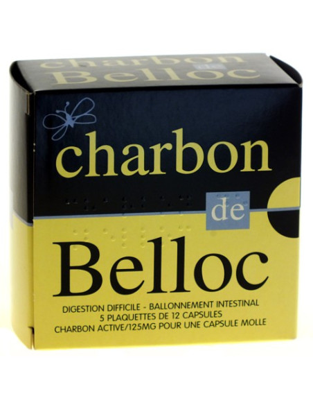 CHARBON DE BELLOC 125 mg,  plaquettes de 36 capsules molles