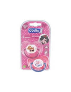 Dodie 2 Sucettes Anatomiques Silicone Modèle : Girl Power N°A71 - 18 Mois et +