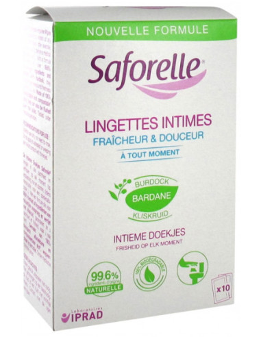 Saforelle Lingettes Intimes Individuelles - 10 Lingettes
