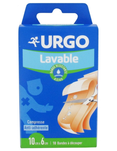 Urgo Lavable Bande Résistante à L'eau 10 cm x 6 cm - 10 unités