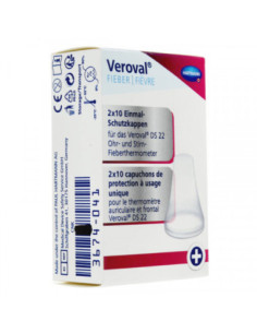 Veroval embout thermomètre auriculaire et frontal - 20 capuchons