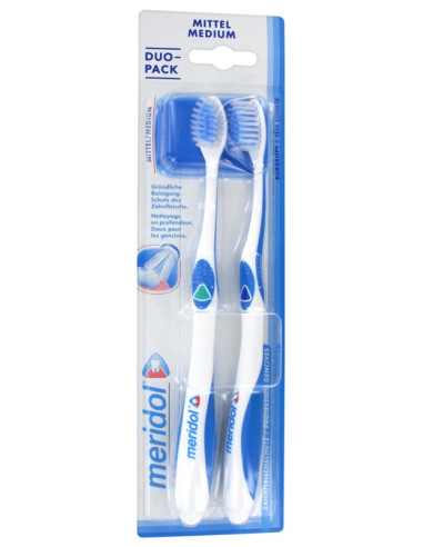 Meridol Duo-Pack Brosses à Dents Medium Couleur : Vert et Bleu - 2 unité