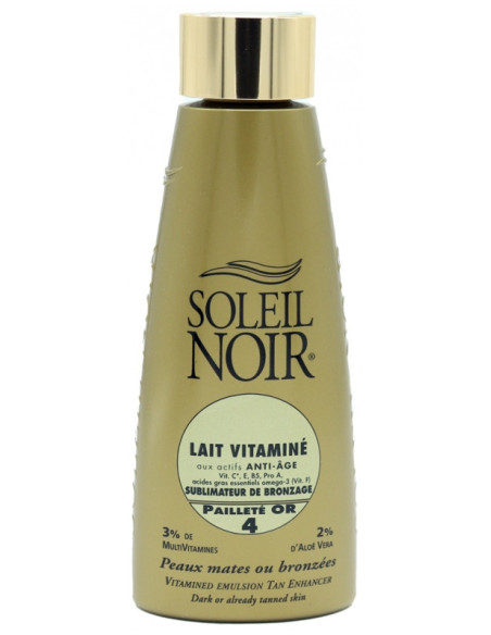 Soleil Noir Lait Vitaminé Sublimateur de Bronzage 4 Pailleté Or - 150ml