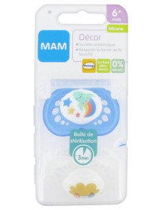 MAM Sucettes Anatomiques Silicone Décor 6 Mois et + - 2 unités