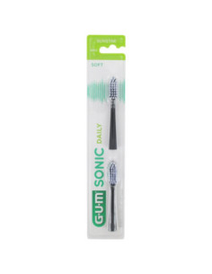 GUM Sonic Daily Têtes de Brosse Souple 4110 - Couleur : Noir 2 - 2 unités