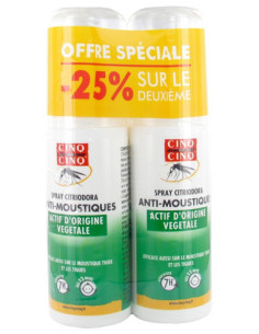 Cinq sur Cinq Spray Citriodora Anti-Moustiques - Lot de 2 x 100 ml