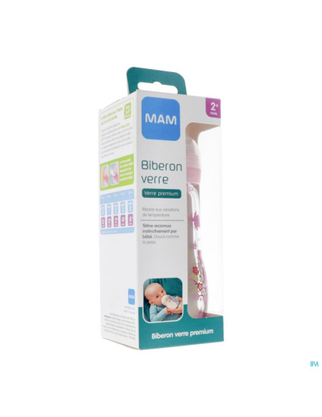 MAM Biberon Verre Rose - 260ml