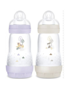 Mam Easy Start Biberon Anti-Colique Lilas + Sable - Lot de 2 Biberons